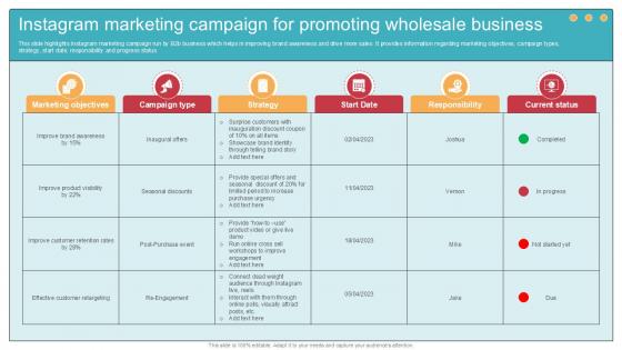 Instagram Marketing Campaign For Comprehensive Guide To Wholesale Ppt Sample Instagram Marketing Campaign For Comprehensive Guide To Wholesale Ppt Sample