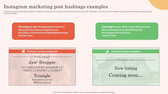 Instagram Marketing Post Hashtags Examples Real Estate Property Marketing Slides Pdf