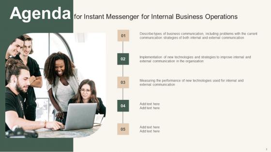 Instant Messenger For Internal Business Operations Ppt Powerpoint Presentation Complete Deck With Slides