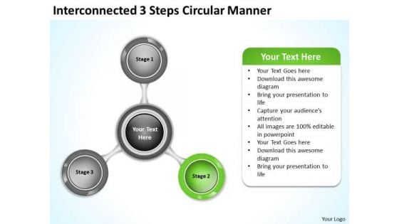 Interconnected 3 Steps Circular Manner Ppt Tutoring Business Plan PowerPoint Slides