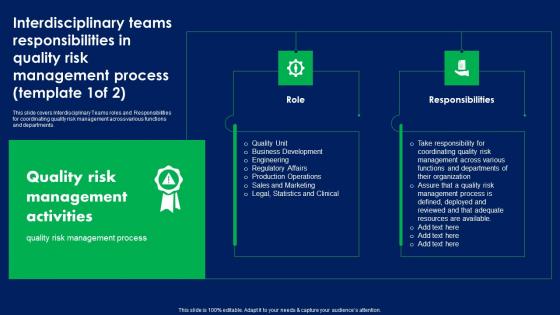 Interdisciplinary Teams Responsibilities In Quality Risk Quality Risk Assessment Elements PDF