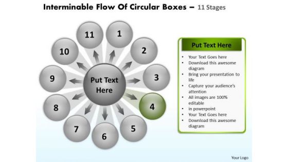 Interminable Flow Of Circular Boxes 11 Stages Venn Network PowerPoint Templates