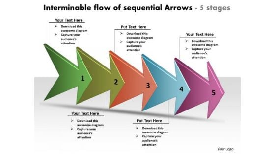 Interminable Flow Of Sequential Arrows 5 Stages Process Chart Template PowerPoint Templates