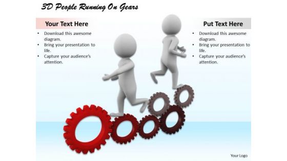 International Marketing Concepts 3d People Running Gears Business