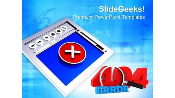 Internet Browser With 404 Error Symbol PowerPoint Templates Ppt Backgrounds For Slides 0113