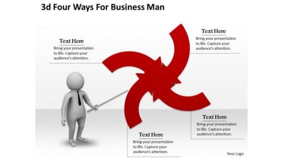 Internet Business Strategy 3d Four Ways For Man Characters