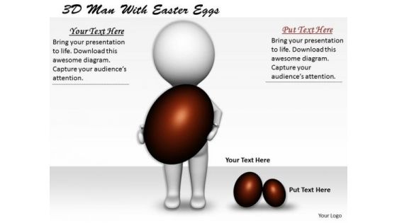 Internet Business Strategy 3d Man With Easter Eggs Adaptable Concepts