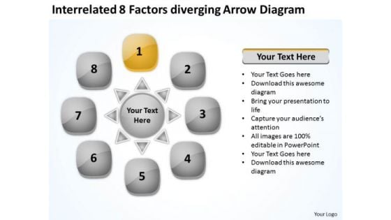 Interrelated 8 Factors Diverging Arrow Diagram Cycle Spoke PowerPoint Slides Interrelated 8 Factors Diverging Arrow Diagram Cycle Spoke PowerPoint Slides