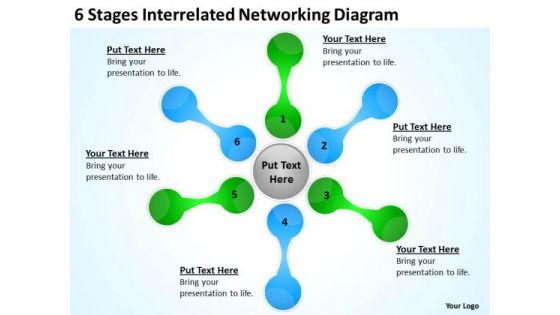 Interrelated Networking Diagram Consulting Business Plan Template PowerPoint Templates