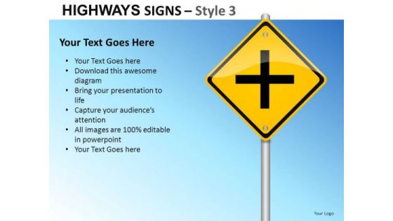 Intersection Highways Signs 3 PowerPoint Slides And Ppt Diagram Templates