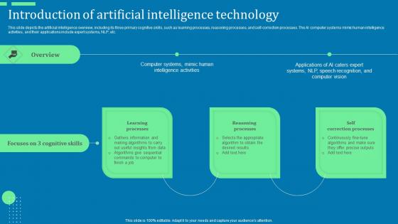 Introduction Of Artificial Intelligence Technology Ppt Portfolio Example File Pdf