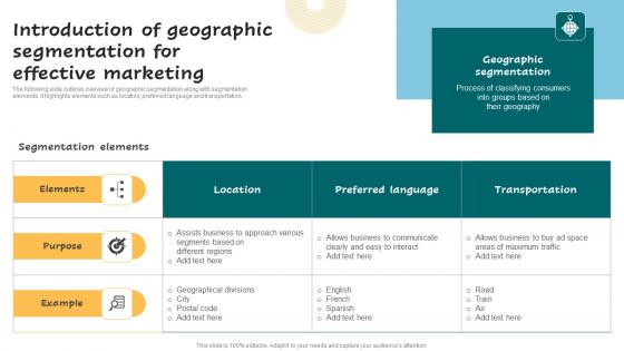 Introduction Of Geographic Segmentation Successful Guide For Market Segmentation Brochure Pdf