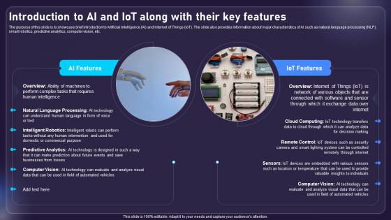 Introduction To Ai And Iot Along With Their Key Features AIOT Applications For Various Industries IoT SS V Introduction To Ai And Iot Along With Their Key Features AIOT Applications For Various Industries IoT SS V
