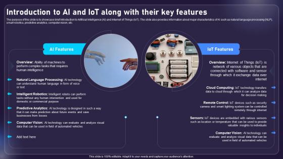 Introduction To Ai And Iot Along With Their Key Features AIOT Applications For Various Industries IoT SS V