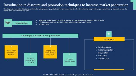 Introduction To Discount And Promotion Techniques To Market Expansion Tactic Slides Pdf