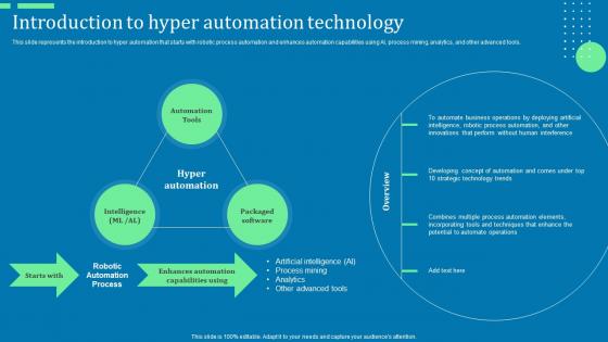 Introduction To Hyper Automation Technology Ppt Gallery Graphic Tips Pdf