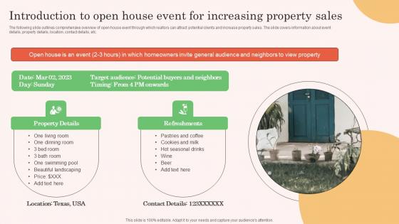 Introduction To Open House Event For Increasing Real Estate Property Marketing Information Pdf