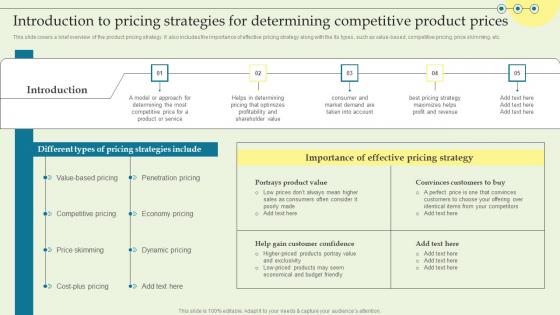 Introduction To Pricing Strategies For Determining Product Techniques And Innovation Introduction PDF