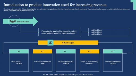 Introduction To Product Innovation Used For Increasing Market Expansion Tactic Designs Pdf