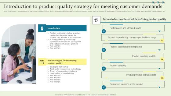 Introduction To Product Quality Strategy For Product Techniques And Innovation Sample PDF