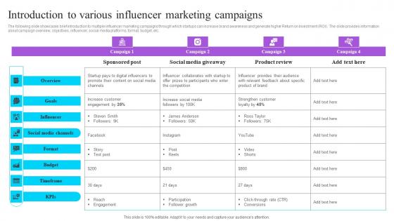 Introduction To Various Influencer Marketing Campaigns Effective GTM Techniques Summary PDF