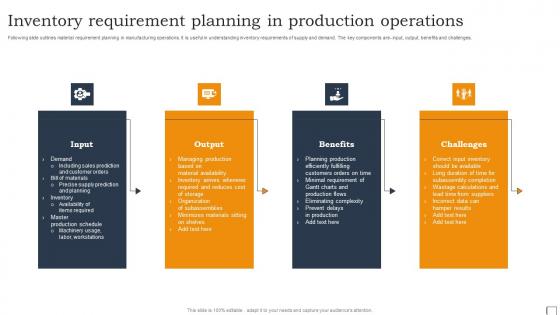 Inventory Requirement Planning In Production Operations Pictures Pdf