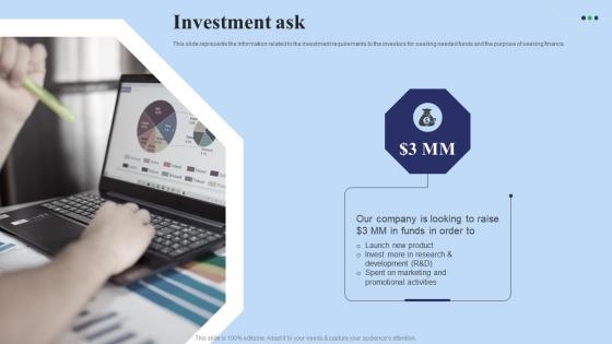 Investment Ask Fundraising Pitch Deck For Digital Software Company Brochure Pdf