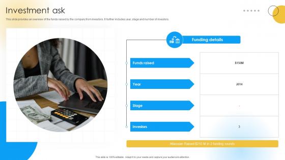 Investment Ask Software Development Company Funding Elevator Pitch Deck Investment Ask Software Development Company Funding Elevator Pitch Deck