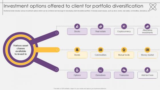 Investment Options Offered To Client For Portfolio Diversification Investment Fund PPT Example