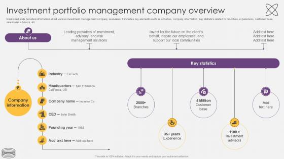 Investment Portfolio Management Company Overview Investment Fund PPT Presentation Investment Portfolio Management Company Overview Investment Fund PPT Presentation