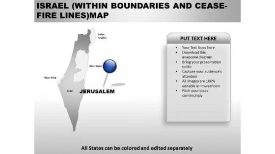 Israel Within Boundaries And Ceas Fire Lines Country PowerPoint Maps