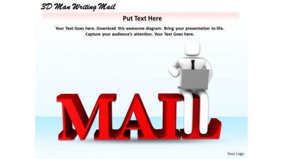 It Business Strategy 3d Man Writing Mail Concept