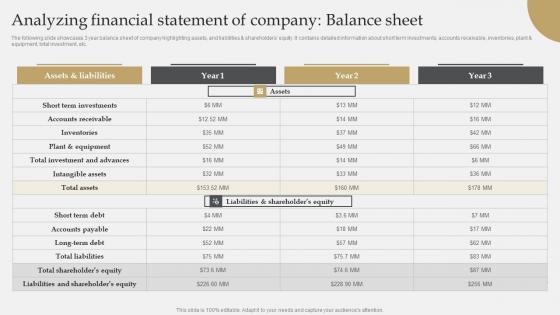 IT Industry Market Research Analyzing Financial Statement Of Company Balance Sheet Template Pdf