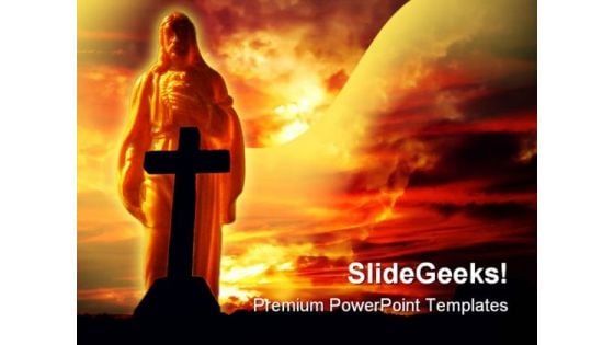 Jesus Cross Religion PowerPoint Template 0610