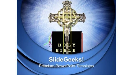 Jesus On Cross With Bible Church PowerPoint Templates And PowerPoint Themes 0812