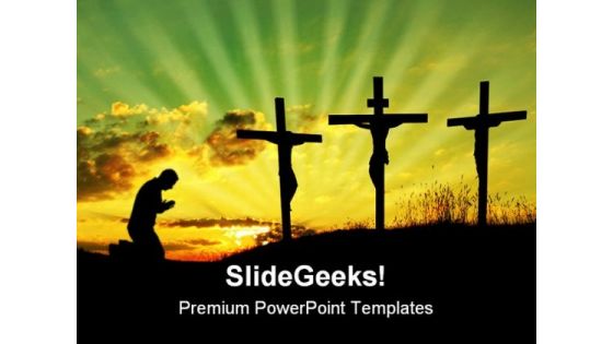 Jesus Pray Religion PowerPoint Template 0610