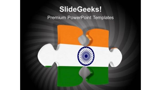 Jigsaw Puzzle Piece With Indian Flag Symbol PowerPoint Templates Ppt Background For Slides 1112