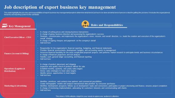 Job Description Of Export Business Key Management Export Business Plan Information Pdf