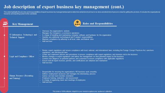 Job Description Of Export Business Key Management Export Business Plan Information Pdf
