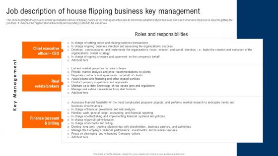 Job Description Of House Flipping Business Key Management Real Estate Renovation Summary Pdf