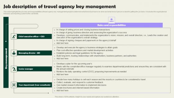 Job Description Of Travel Agency Key Management Vacation Planning Business Brochure Pdf