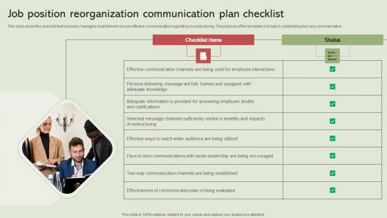 Job Position Reorganization Communication Plan Checklist Brochure Pdf