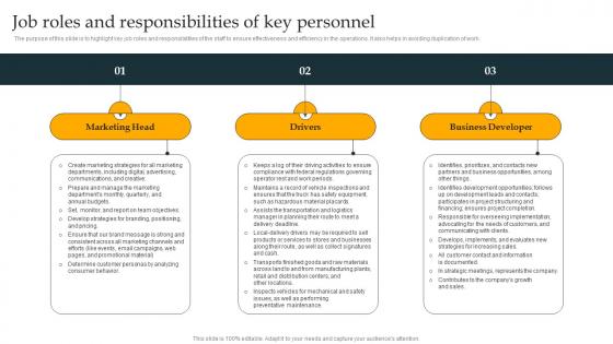 Job Roles And Responsibilities Of Key Personnel Freight Trucking Business Plan Brochure Pdf