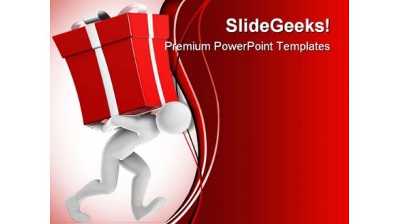 Joe Carrying Gift Christmas PowerPoint Templates And PowerPoint Backgrounds 0311