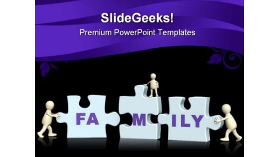 Joining Puzzle Family PowerPoint Templates And PowerPoint Backgrounds 0511