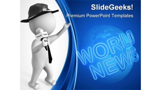 Journalist With Microphone Global PowerPoint Templates And PowerPoint Backgrounds 0411 Journalist With Microphone Global PowerPoint Templates And PowerPoint Backgrounds 0411