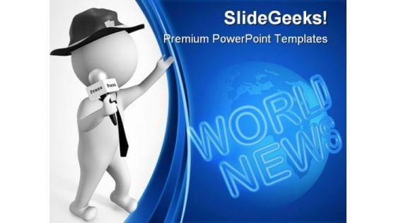 Journalist With Microphone Global PowerPoint Themes And PowerPoint Slides 0411