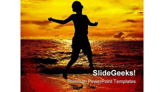 Jump Of Joy Beach PowerPoint Backgrounds And Templates 0111