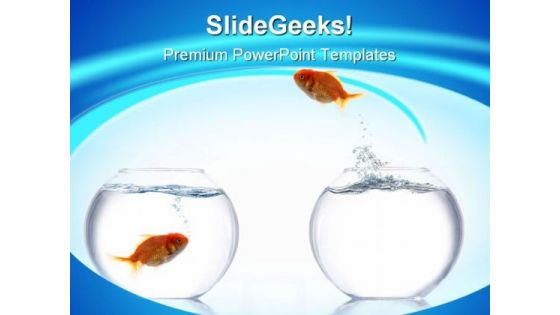 Jump Out Goldfish Animal PowerPoint Template 1110