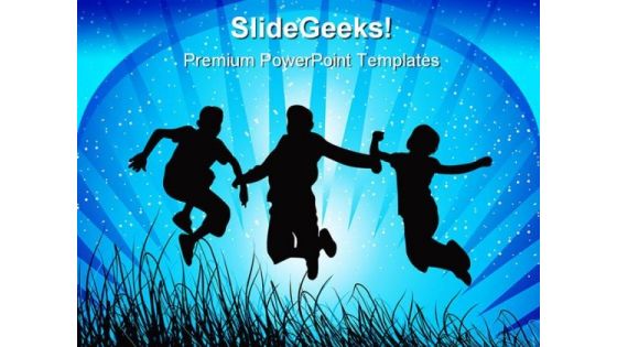 Jumping Children PowerPoint Themes And PowerPoint Slides 0411